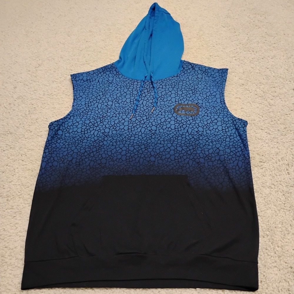 Ecko Unltd Hoodie Mens 2XL Geometric Sleeveless Logo Hip Hop Y2K Street Wear